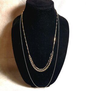 Vintage Long Two-Tiered Silver Necklace